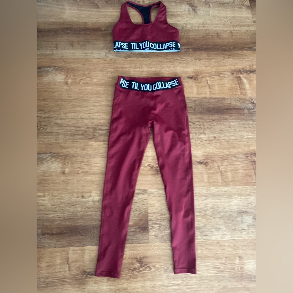 Til You Collapse Burgundy Leggings